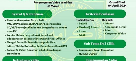 Ajang Lomba Nasional Gema Ramadan Lomba Tartil Quran dan Dai Cilik
